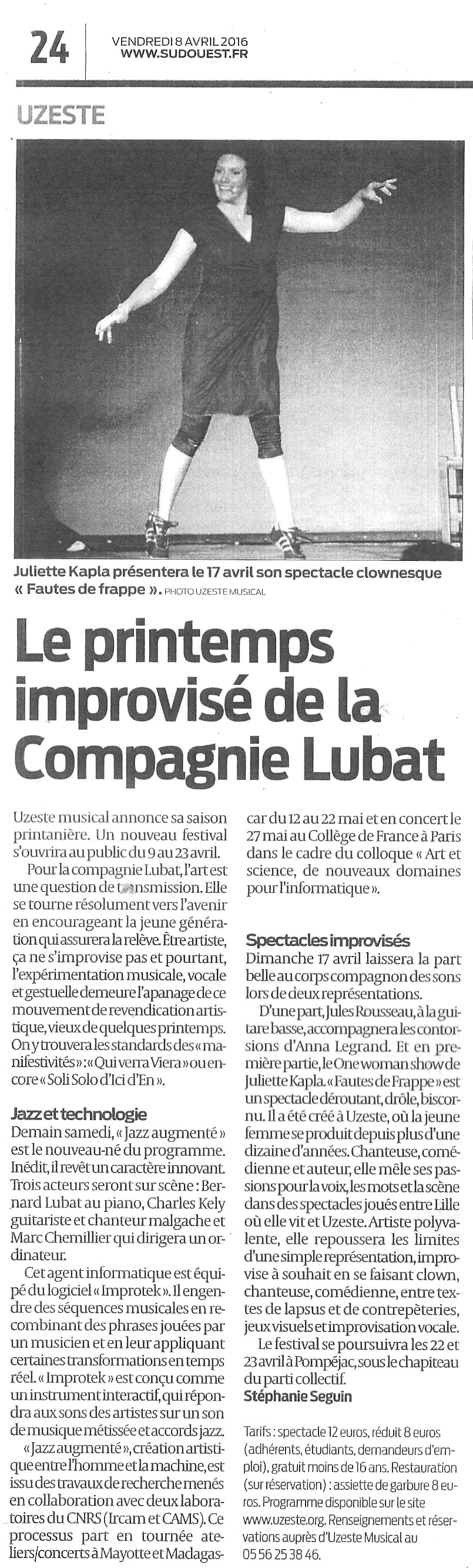 Sud-Ouest, 8 avril 2016